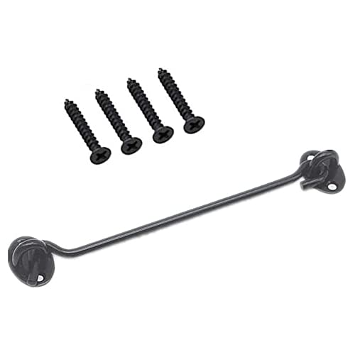 GIVBRO Storm Hook Sliding Door Lock Barn Cabin Hook Eyelet Locking with Screws Accessories for Doors Garage Window Bathroom Black, 25cm