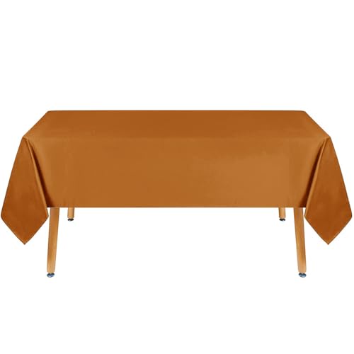 Image of Obstal Bronze Rectangle Table Clothster, 52 x 70 Inch | Heavy Duty Water Resistance Polyester Tablecloth, Decorative Fabric Table Cover for Outdoor and Indoor Use