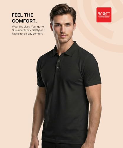 Image of Scott International T Shirt for Men | Polo T-Shirt for Man | Plain Casual Stylish | Half Sleeve | Mens Polyester Dry Fit Collar Polo Tshirts for Men, Quick Drying & Breathable Fabric, Gym Wear Tees
