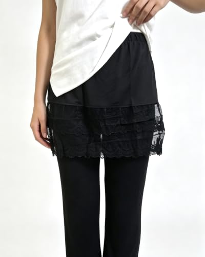 Image of Vanrose Jan Womens Lace Shirt Extender See Through Lace Underskirts Layering Half Slip Clothing Accessories