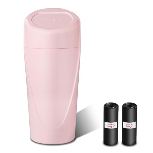 xiaoniu Car Trash Can with Lid, Leakproof Garbage Can with 40 Attached Trash Bags, Mini Essential...