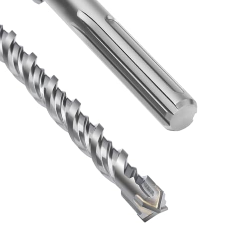 SDS Max - Broca para hormigón (18 x 380 mm, con 4 cortes de metal duro y doble hélice), para hormigón, piedra, piedra...