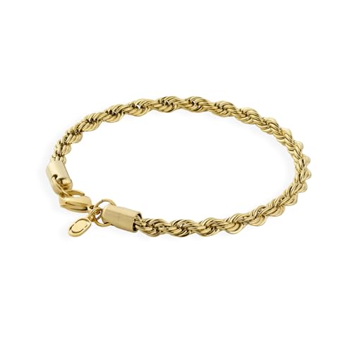 Image of CRAFTD - Gold Rope Link Bracelet - Durable 18K Gold & 316L Stainless Steel - Waterproof, Heat & Sweat Resistant - Gifts for Men - Men's Jewellery - Width 5MM - Length 19cm