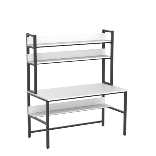 Image of Aquzee Desk with Shelves, Computer Desk with Hutch, 55 inch