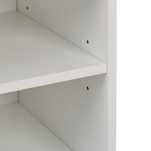 Relaxdays Rollcontainer mit 4 offenen Fächern, Büro Beistellcontainer, mit Rollen, Büroschrank, HxBxT: 49x40x30 cm, weiß