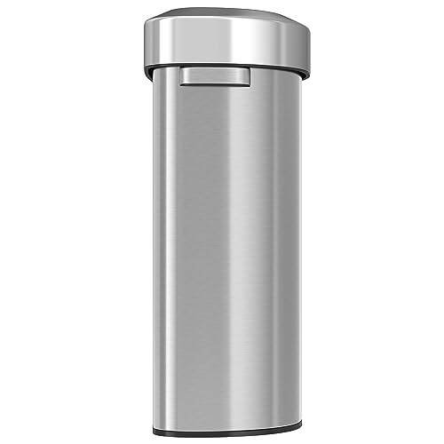 Image of iTouchless 87 Liter, Slim and Space-Saving Design for Home, Office, Kitchen, Restaurant, Restroom, Large Capacity, 23 Gal Trash Cans with AbsorbX Odor Filter, Stainless Steel, Semi-Round 23 Gallon