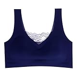 MOONBADI still BH Blau Sport BH,Klassische Damen Büstenhalter Ohne Bügel Ringerrücken Sports Bras Fuer Yoga Fitness Training Push up Bra 120D