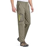 Mens Hiking Pants Convertible Quick Dry Lightweight Zip Off Outdoor Fishing Safari Pants (818 B-Khaki 36)
