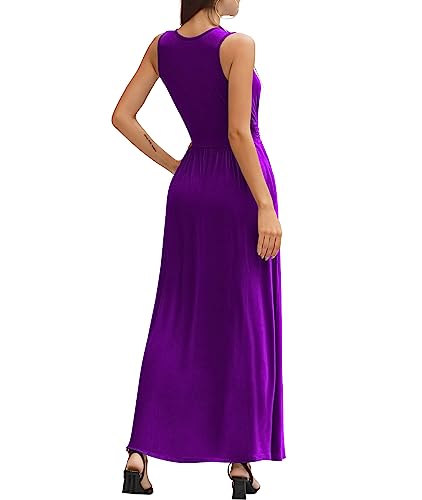 Image of LILBETTER Women Sleeveless Deep V Neck Loose Plain Long Maxi Casual Dress