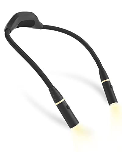 Book Light for Reading in Bed, MG Neck Reading Light with 3 Brightness Levels, 3 Colors, Rechargeable Flexible Arms Neck Reading Light, Perfect for Reading, Knitting, Repairing, Running & Camping