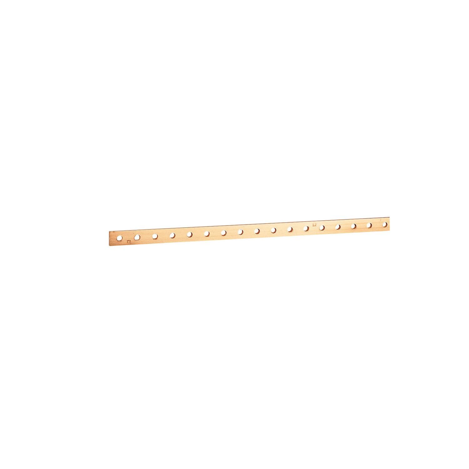 Barre cuivre plate rigide à trous taraudés section 15x4mm - 200A ou 160A admissibles - long. 990mm