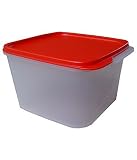 Tupperware Square Smart Saver Container, 2.5 Litres White Transparent Red Lid