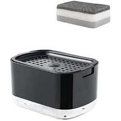Dispensador De Jabon Jack Daniels Dispensador Jabon Cocina-Dosificador Jabón Cocina y Estropajo-Jabonera Cocina Dosificador-Dispensador Lavavajillas Cocina- Dosificador Jabón Baño (Negro)