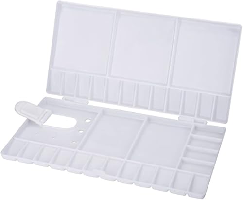 Image of Faded Folding Plastic Paint Palette - Compact Mixing Tray for Watercolor, Gouache, Acrylic & Oil Paint - Ideal for Professional Artists, Students & DIY Painting Projects (Small)