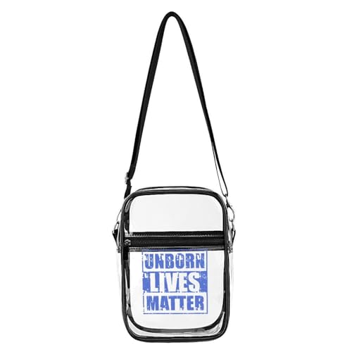 Unborn Lives Matter Clear Crossbody Bag Stadium Bag Adjustable Side Shoulder Bags Messenger Bag with 2 Compartments