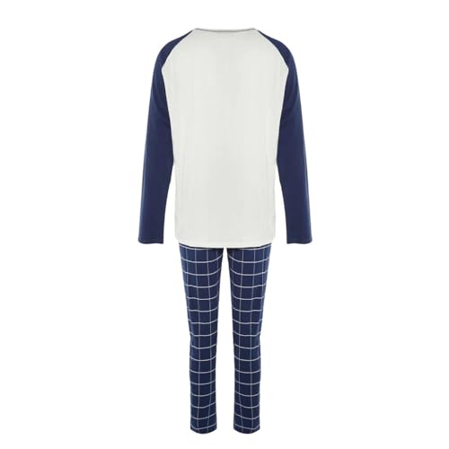 Men's 2-piece Plaid/Long Sleeve Casual Home Regular Pajamas Suit Can be Worn Outside3