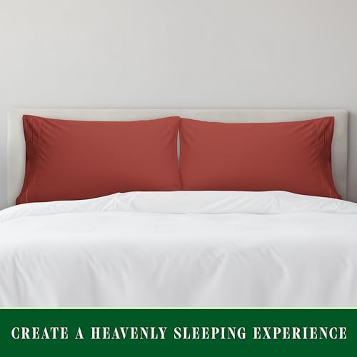 Elegant Comfort Luksusowy, ultramiękki zestaw 2 poszewek na poduszki – mikrofibra premium 1500, podwójnie szczotkowana, jakość hotelowa – odporne na zagniecenia, rozmiar King, kolor rdza