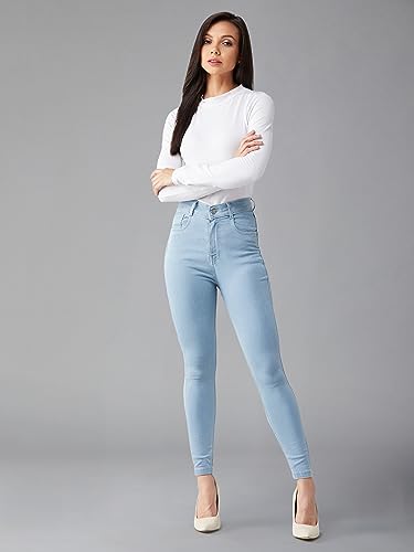 Image of Dolce Crudo Women's Skinny Fit High Rise Regular Length Stretchable High Waist Denim Jeans