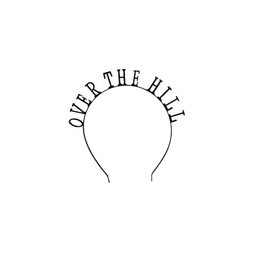 Gag Gift Tiara Alternative Birthday Headband with Funny Sayings, Black Coated Metal (OVER THE HILL)