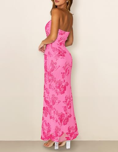 Image of MEROKEETY Women's Summer Floral Wedding Guest Cocktail Maxi Dress