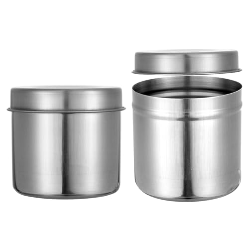 TOVINANNA Lata de Almacenamiento de Acero Inoxidable 304 2 Unidades Pequeñas Hermética Prueba de Polvo para Uso en Hogar y Restaurante Contenedor Cilíndrico para Condimentos y Especias