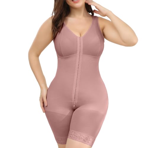 Image of M MYODRESS Fajas Colombianas Plus Size Postpartum Full Body Shaper with bra | 52%Nylon 48%Spandex, 3 row hook Adjustable Compression, breast support and butt lifter, for postpartum post surgery daily