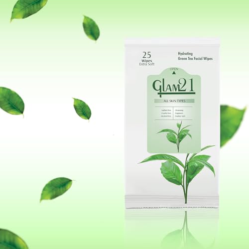 Image of Glam21 Facial Wipes | Super-Soft & Moisturizing | With Green Tea Extracts | Clean Dust & Dirt Particles | Pack of 25 PCS