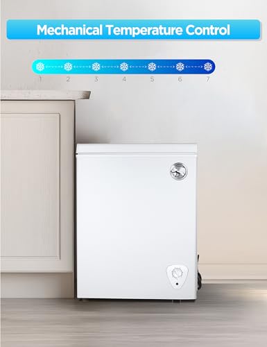Image of Commercial Cool 1.8 Cu. Ft. Compact Chest Freezer, Textured Finish, Deep Freezer for Frozen Food Storage, Removable Storage Basket, Mechanical Temperature Control, R600a Refrigerant, CCFW18, White