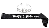 40 cumpleaños SET: Obtener la fiesta de cumpleaños comenzó en estilo con esta tiara de la princesa feliz cumpleaños con tema y la banda "Cuarenta y fabuloso". La diadema se ha diseñado utilizando pedrería decorativos para completar el look!
