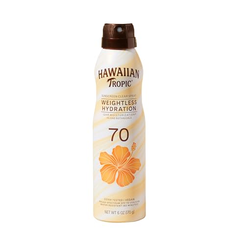 Hawaiian Tropic Weightless Hydration Sunscreen Spray SPF 70, 6oz ...