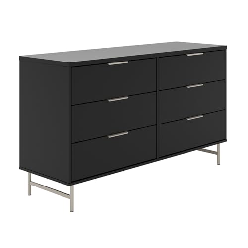 Cômoda 6 Gavetas Yves 135 cm Rack Sala de Estar (Preto Fosco)