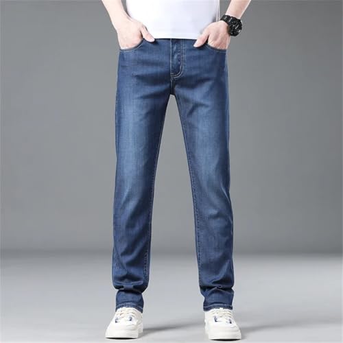 Men's Spring Summer Thin Lyocell Slim Jeans Clothing Korean Classic Straight Stretch Denim Trousers4