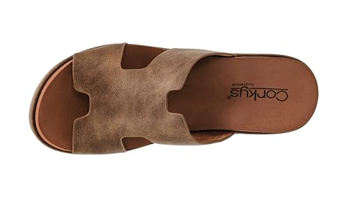 Corkys Footwear Women's Pucker Up EVA Foam Platform Slip On 2.50 Inch Wedge Light Weight Cushioned Memory Foam Insole Peep Toe Casual Dressy Trendy Sandals for Women4