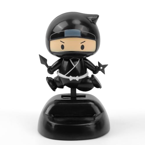 YGMONER Solar Powered Ninja Bobblehead Car Dashboard Ornaments Eco-Friendly Vibrant Car Decor Accessories for Office & Vehicle