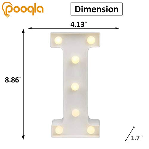 Image of Pooqla LED Marquee Letter Lights Sign, Light Up Alphabet Letter for Home Party Wedding Decoration I