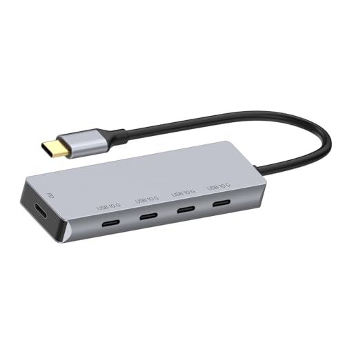 2. Estación de acoplamiento USB C de aluminio de 10 Gbps, transferencia de datos de 100 W PD, carga rápida para portátiles, dispositivos portátiles, divisor USB C de aluminio