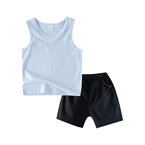 Toddler Kids Tracksuit Outfits Summer Baby Boy Girl Clothes Cotton Outfits Solid Sleeveless Tank Baby Girl Fall Outfits4