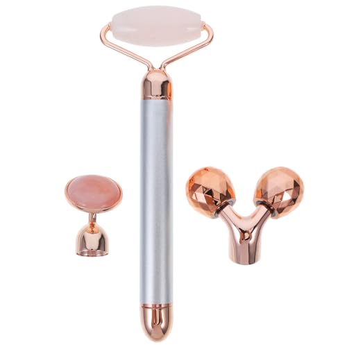 Ipetboom Rouleau de Jade Électrique Visage en Pierre Naturelle Bâton de Massage Facial Vibrant Kit de Massage pour Soin Anti-Âge et Raffermissant Appareil Beauté Professionnel et