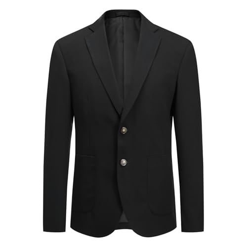 Image of Allthemen Mens Blazer Sport Coat 2 Buttons Smart Suit Jacket Black XL