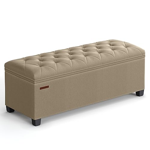 SONGMICS Storage Ottoman Bench, Foot Rest with Legs, 15.7 x 43.3 x 15.7 Inches, End of Bed Bench, Storage Chest, Load up to 660 lb, for Living Room, B
