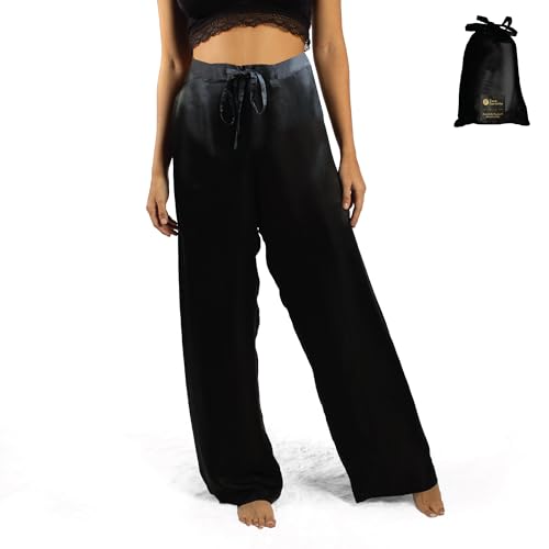 Luxury Artisan Womens Silk Pajama Pants, Pure Mulberry Silk PJs For Women 27 Mm