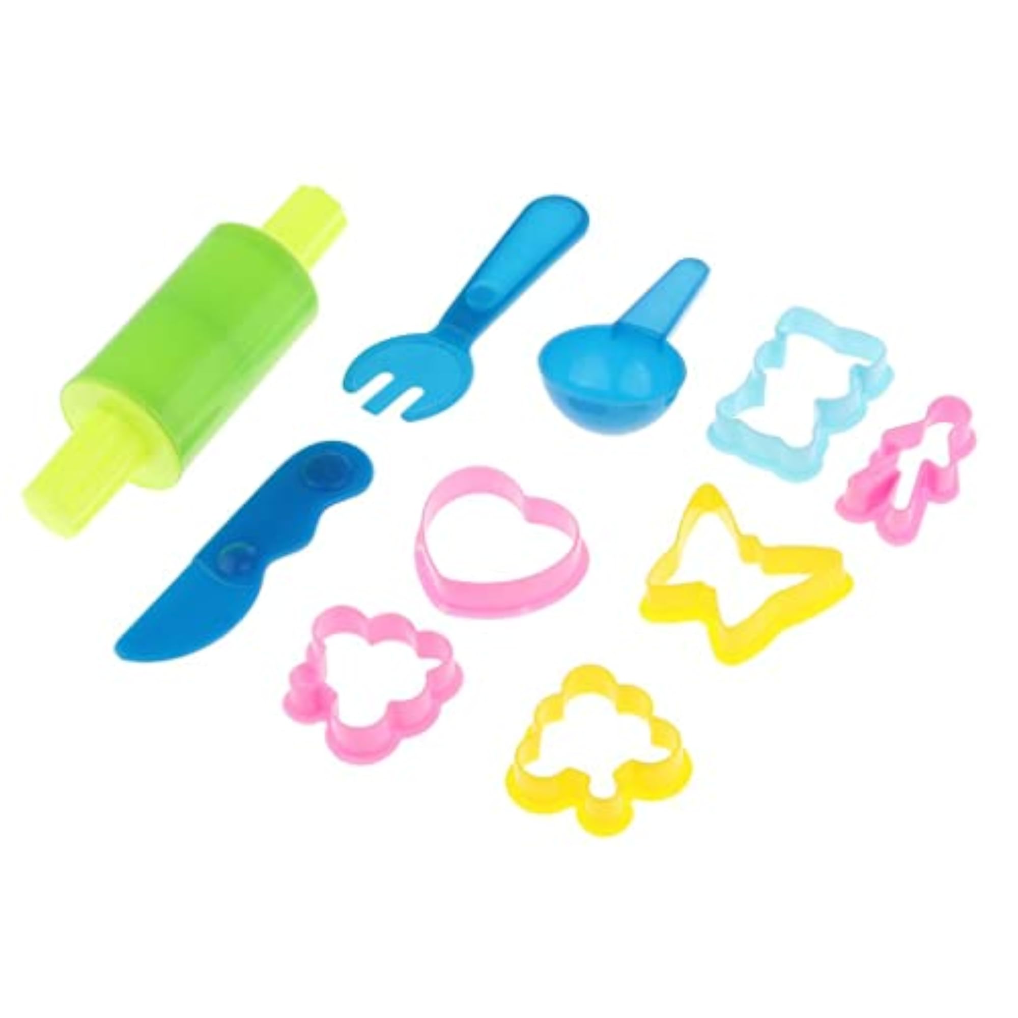 Plastic Kids Clay Dough Cutters Rollers Moulds Set, 10pcs