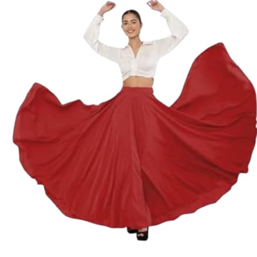 Image of JYESHTA Women's American Crepe Flared A Line Stitched Long Skirt with 12 Mtr Flare 40 in Height | Skirts for Women Long Length | Long Skirts for Girls