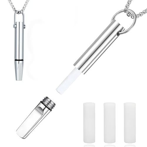 Quit Smoking Necklace with Filter Cotton, Breathing Necklace for Anxiety & Stress Relief, Portable Anti-Smoking Tool with Stainless Steel, Comfortable for Men & Women