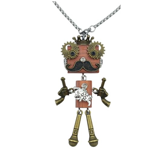 Steampunk Wooden Robot Zodiac Necklace – Handmade Punk Style Pendant for Men & Women – 12 Horoscope Signs Gift – Unique Wood Jewelry for Birthdays & Fashion Lovers (Taurus(April 20–May 20)) Steampunk Wooden Robot Zodiac Necklace – Handmade Punk Style Pendant for Men & Women – 12 Horoscope Signs Gift – Unique Wood Jewelry for Birthdays & Fashion Lovers (Taurus(April 20–May 20))