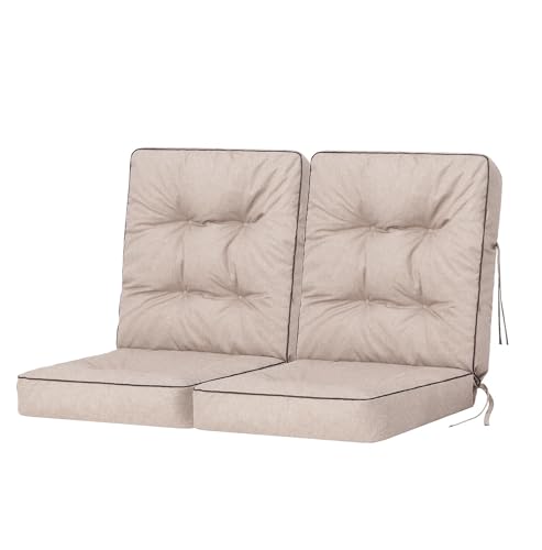 Bjird - Cojín para Banco de jardín, terraza o balcón con Respaldo - 120 cm (2x60) - Impermeable - para Uso Interior y Exterior - para Columpio, Balancín o Muebles de Jardín - Made in EU - Beige