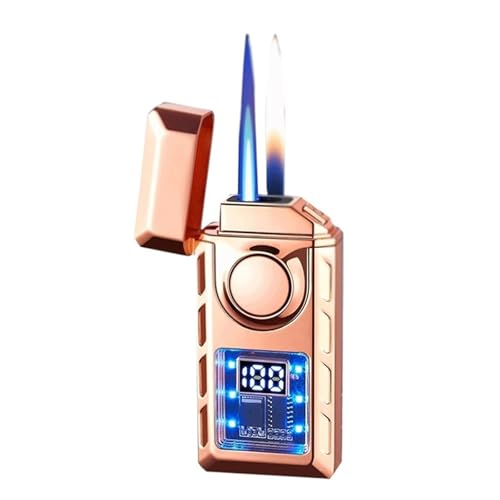 Encendedor de doble llama recargable con ventana de aire fresca 2