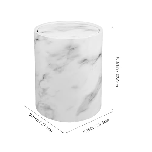 Caneca de basura blanca con tapa batiente y diseño marmolado miniatura 2