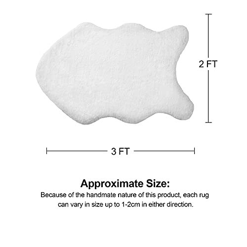 Rainlin Ultra Soft Fluffy Faux Fur Sheepskin Area Rug Modern 2X3 Shaggy Chair Couch Cover Seat Cushion Furry Beside Rugs Non-Slip Mat For Bedroom Floor Sofa Living Room, White #TOP6