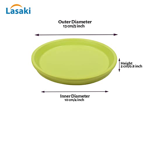 Image of Lasaki Round Ceramic Trays (Plates Saucers) for Pots, planters, Flower, Succulent(Set of 2,Mint,4 inch) R4(Plants not Included)